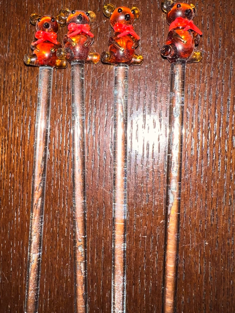 Amber Bear Glass Stir Sticks by